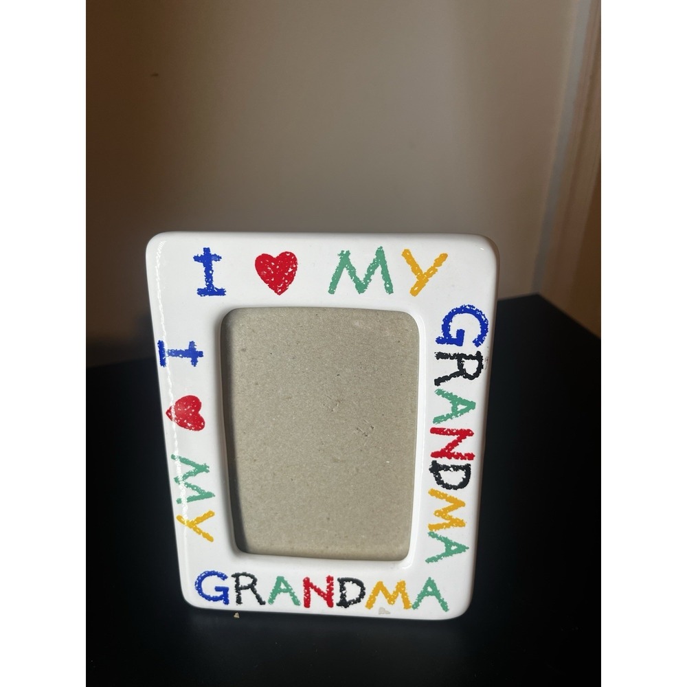 Frame I Love My Grandma Colorful Ceramic Holds 4x6 Photo Crayon Vintage